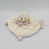 Doudou et compagnie plat ours blanc écru rose mauve
