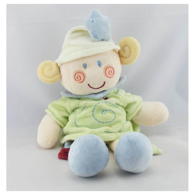 Doudou lutin escargot vert bleu spirale étoiles KIABI