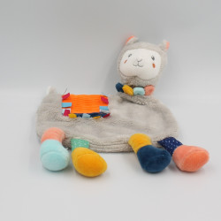 Doudou plat lama gris bleu orange vert SIMBA TOYS