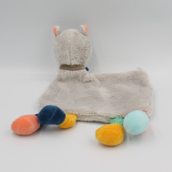 Doudou plat lama gris bleu orange vert SIMBA TOYS