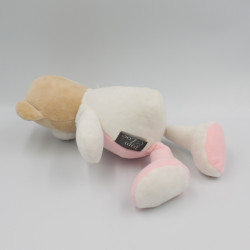 Doudou ours blanc rose étoiles TOM & ZOE