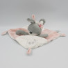 Doudou plat lapin gris rose blanc Forever PAT & RIPATON LA HALLE