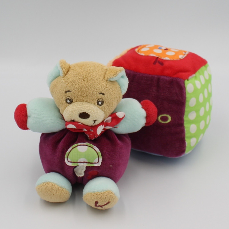 Mini doudou ours bleu rose prune rouge champignon colors KALOO