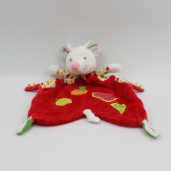Doudou plat souris rouge fruits NICOTOY