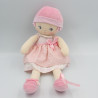 Doudou poupée chiffon rose blanc fleurs COROLLE
