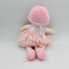 Doudou poupée chiffon rose blanc fleurs COROLLE