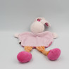 Doudou plat lapin rose orange à pois hibou TEX