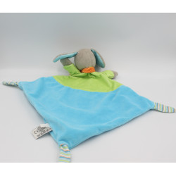 Doudou plat chien vert bleu pois ours brodé MOTS D'ENFANTS