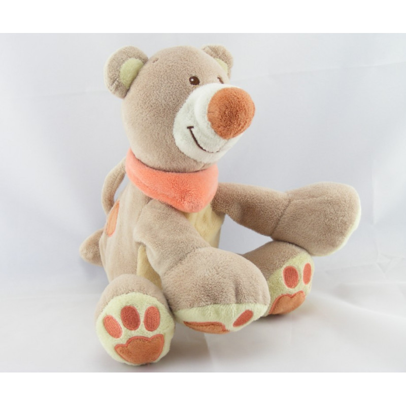 Doudou plat ours beige jaune empreintes Pol NATTOU