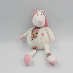 Doudou plat rond lapin bleu blanc BREIZH CREATIONS