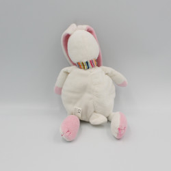 Doudou plat rond lapin bleu blanc BREIZH CREATIONS