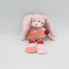 Doudou lapin rose fleurs oiseau dentition TEX BABY