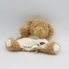 Doudou marionnette ours beige marron blanc foulard bleu Les Amis KALOO