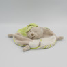 Doudou plat rond ours gris vert casquette BABY NAT