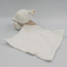 Doudou ours beige blanc mouchoir Cajou SUCRE D'ORGE