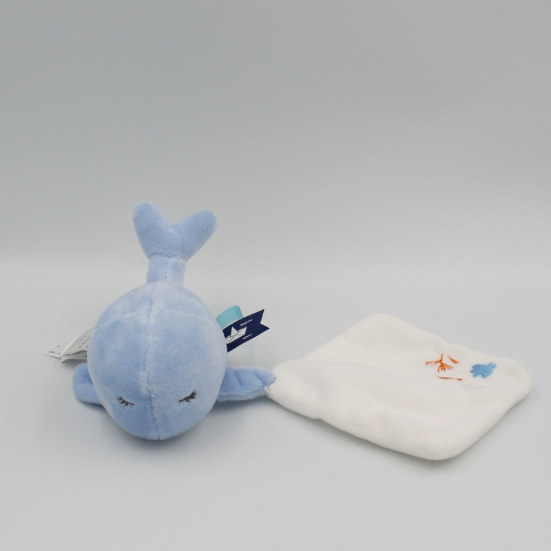 Doudou et Compagnie baleine bleu mouchoir