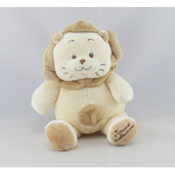 Doudou plat lion écru beige TIAMO 