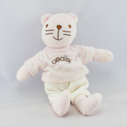 Doudou chat rose pull rayé rose OBAIBI