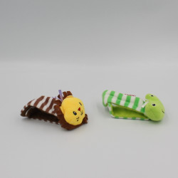 Bracelet hochet doudou grenouille et lion LELEBE