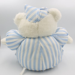Grande peluche ours blanc rayé bleu Pampers