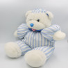 Grande peluche ours blanc rayé bleu Pampers