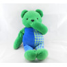 Doudou ours boule bleu vert carreau BERCHET