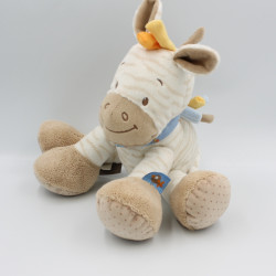 Doudou zébre blanc bleu rayé beige Arthur et Louis NATTOU