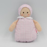 Doudou lutin poupée carreaux rose Joséphine JACADI 15 cm