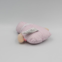 Doudou lutin poupée carreaux rose Joséphine JACADI 15 cm