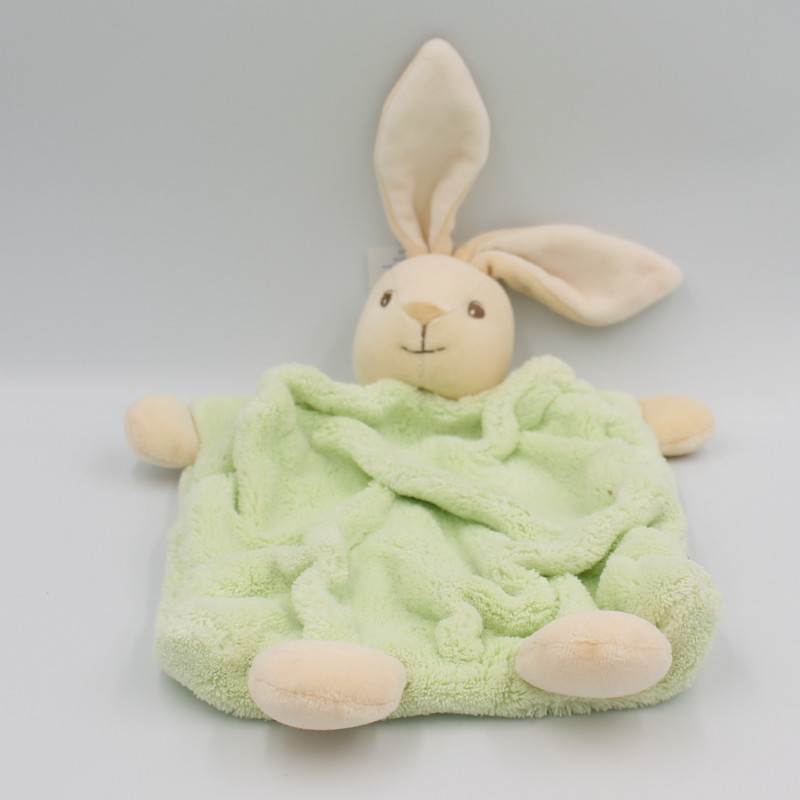 Doudou plat lapin plume vert KALOO