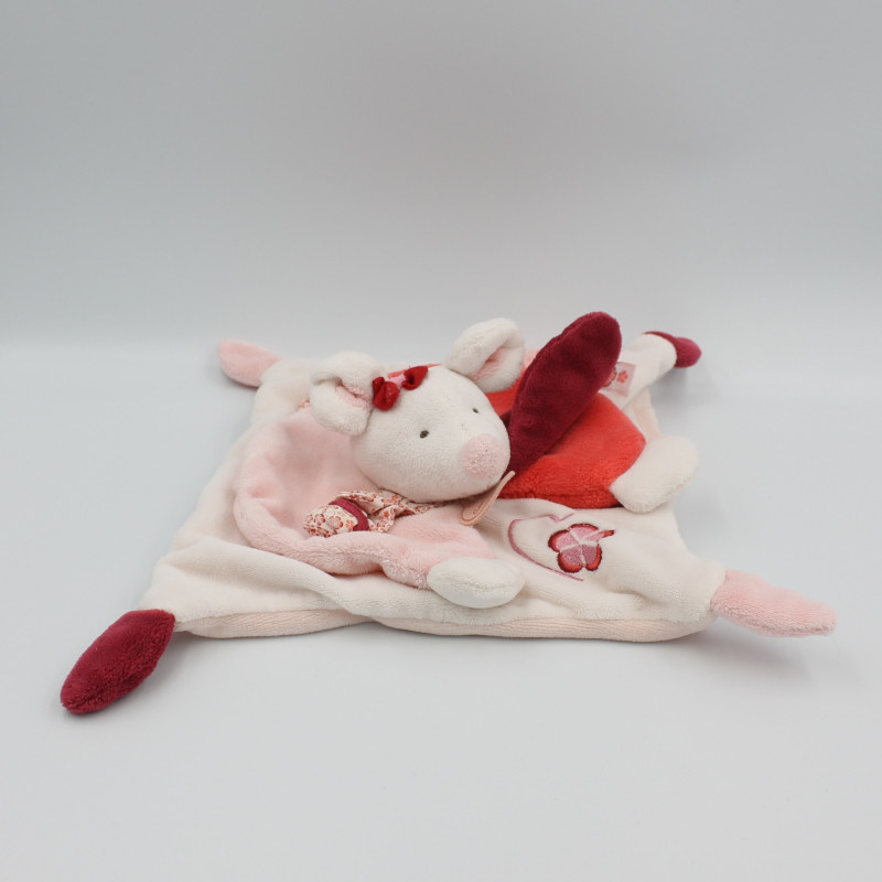 Doudou et compagnie plat souris rose rouge blanc Clementine