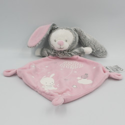 Doudou plat luminescent lapin ours gris rose blanc étoiles MOTS D'ENFANTS