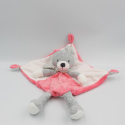 Doudou plat lapin gris rose pois TEX