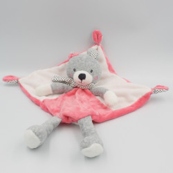 Doudou plat lapin gris rose pois TEX