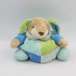 Doudou boule lapin bleu vert MAXITA