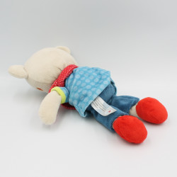 Doudou ours gris bleu rouge pois lune NICOTOY