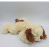 Doudou peluche chien couché écru marron GIPSY