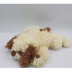 Doudou peluche chien couché écru marron GIPSY