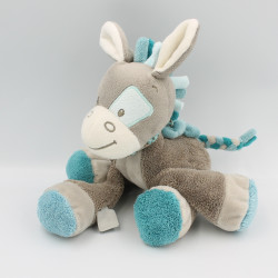 Doudou musical âne cheval gris bleu Gaston et Cyril NATTOU