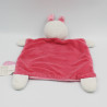 Doudou plat lapin rose blanc rayé MOTS D'ENFANTS