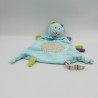 Doudou plat chat bleu violet vert NICOTOY MONOPRIX