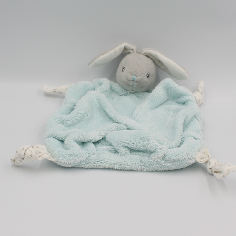 Doudou plat lapin plume bleu Aqua KALOO