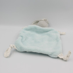 Doudou plat lapin plume bleu Aqua KALOO
