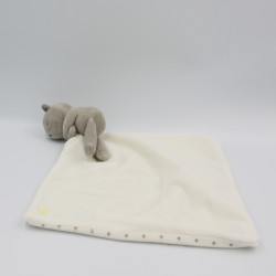Doudou chat beige gris mouchoir blanc pois OBAIBI
