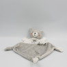 Doudou plat ours gris blanc étoiles Tout petit MOTS D'ENFANTS