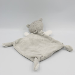 Doudou plat ours gris blanc étoiles Tout petit MOTS D'ENFANTS