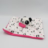 Doudou plat panda blanc noir rose étoiles KIMADI