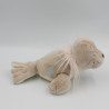 Doudou peluche phoque beige blanc rose pois bleu NICI