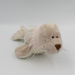 Doudou peluche phoque beige blanc rose pois bleu NICI 