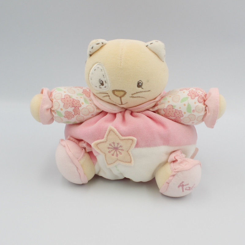 Doudou chat patapouf rose fleurs Lilirose KALOO